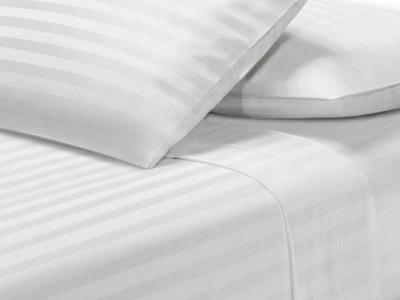 Royal Sateen 1 cm Stripe T-260 Flat Sheets 98"x120" - White